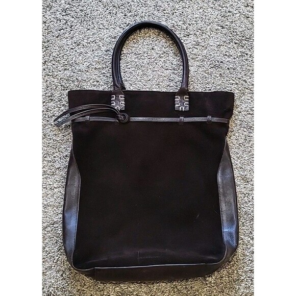 Vtg Press & Bastyan Italian Leather suede Dark Brown Tote Bag Large Rare EUC - Picture 16 of 16